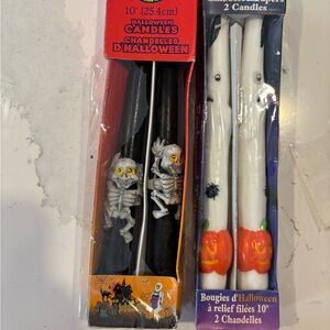 Halloween Skeleton and Pumpkin Candles